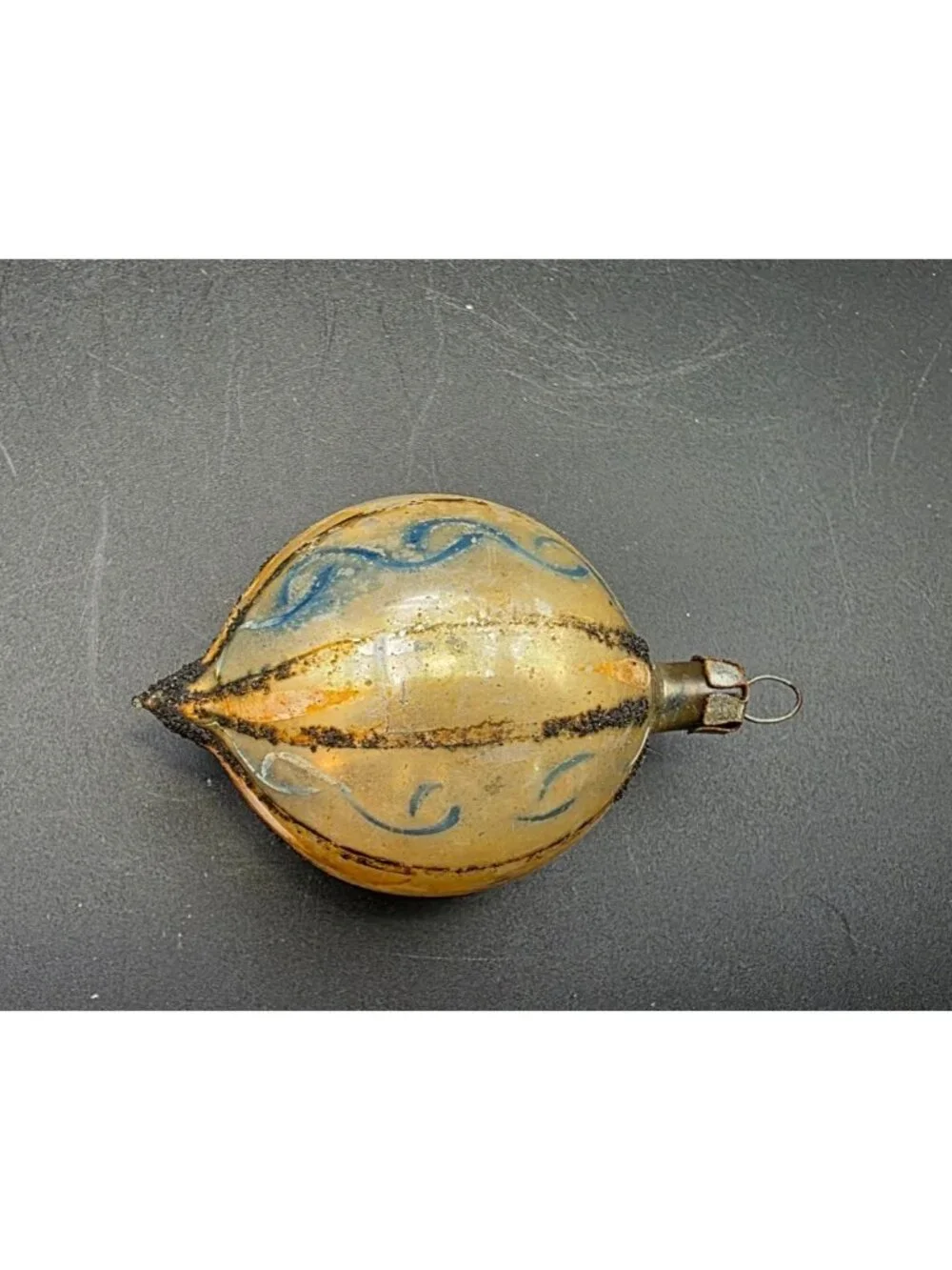 Vintage MCM Indented Reflector Teardrop Mica Christmas Ornament